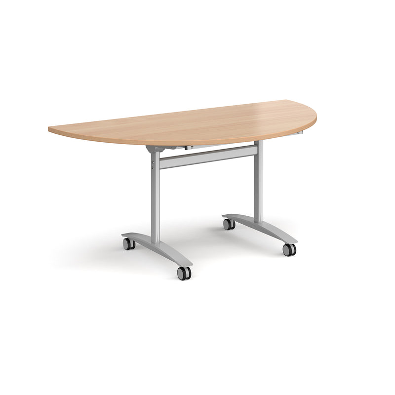 Semi Circular Deluxe Fliptop Meeting Table - Beech - NWOF