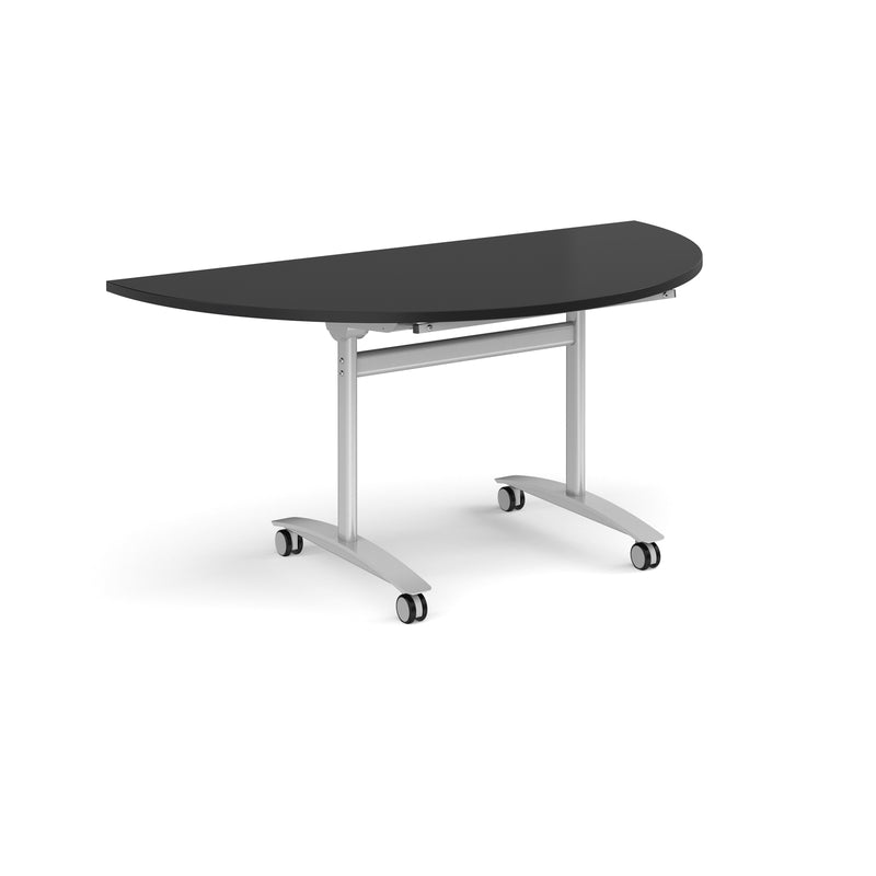 Semi Circular Deluxe Fliptop Meeting Table - Black - NWOF