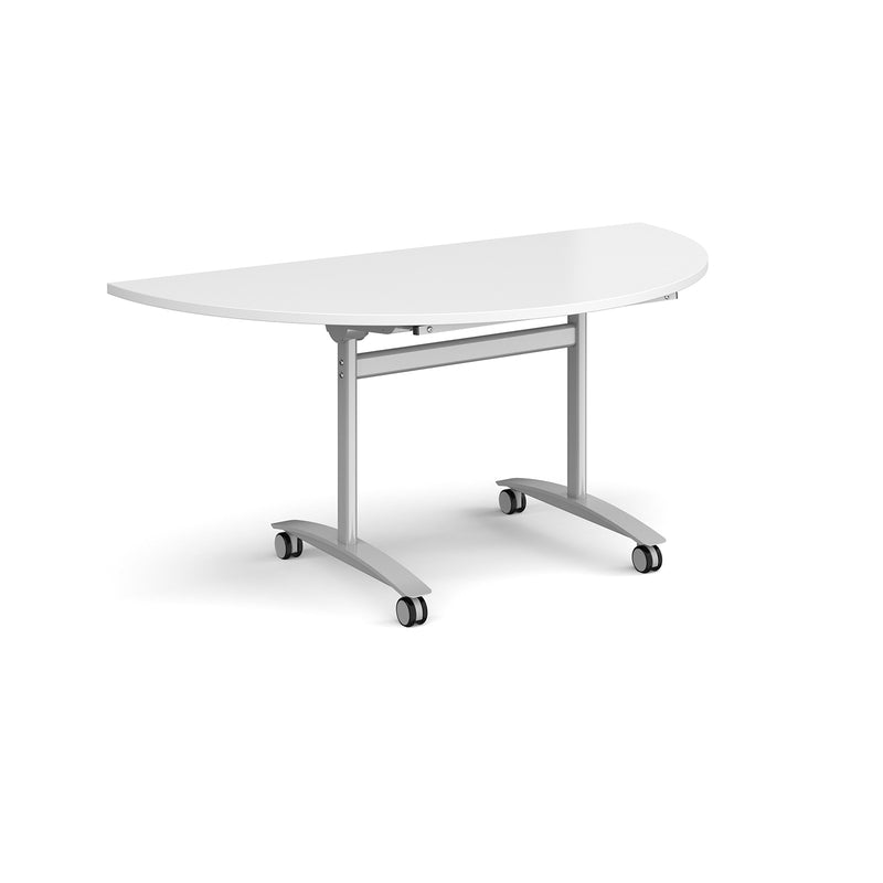 Semi Circular Deluxe Fliptop Meeting Table - White - NWOF