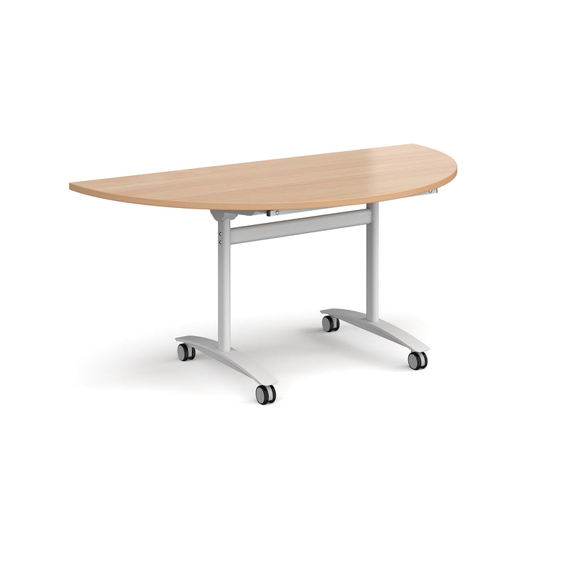 Semi Circular Deluxe Fliptop Meeting Table - Beech - NWOF