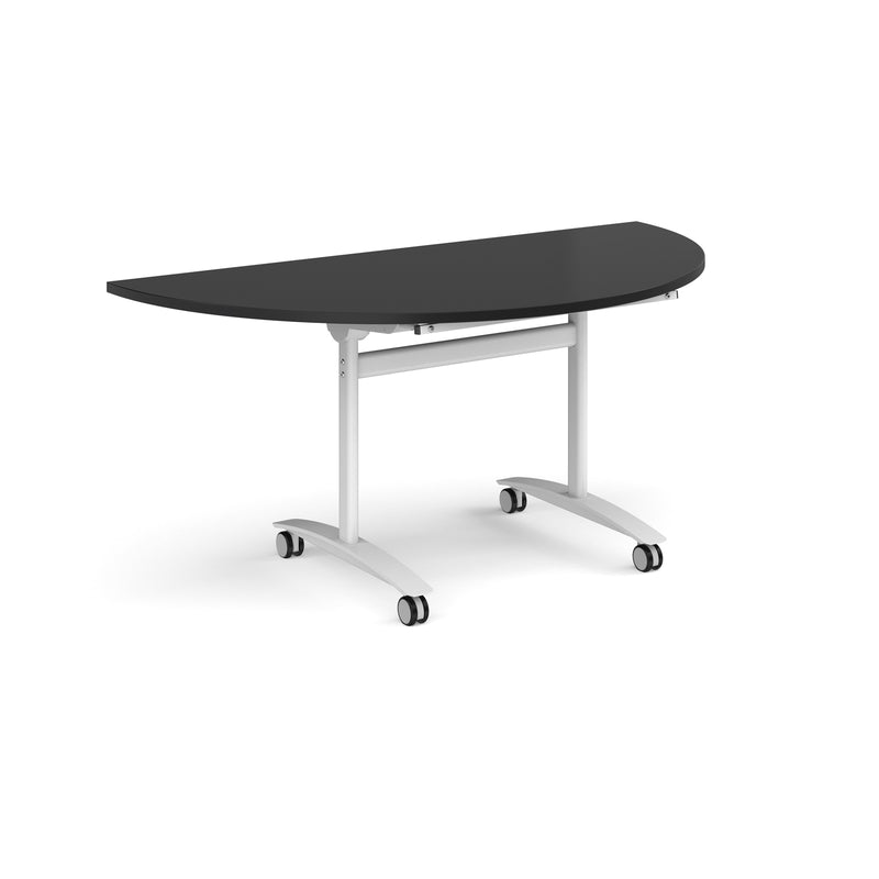 Semi Circular Deluxe Fliptop Meeting Table - Black - NWOF