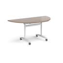 Semi Circular Deluxe Fliptop Meeting Table - Barcelona Walnut - NWOF