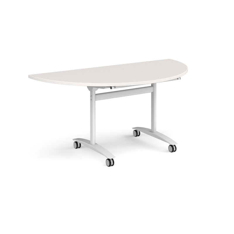 Semi Circular Deluxe Fliptop Meeting Table - Light Grey - NWOF