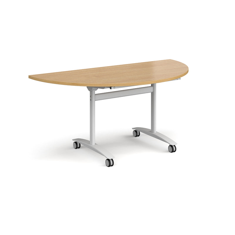 Semi Circular Deluxe Fliptop Meeting Table - Oak - NWOF