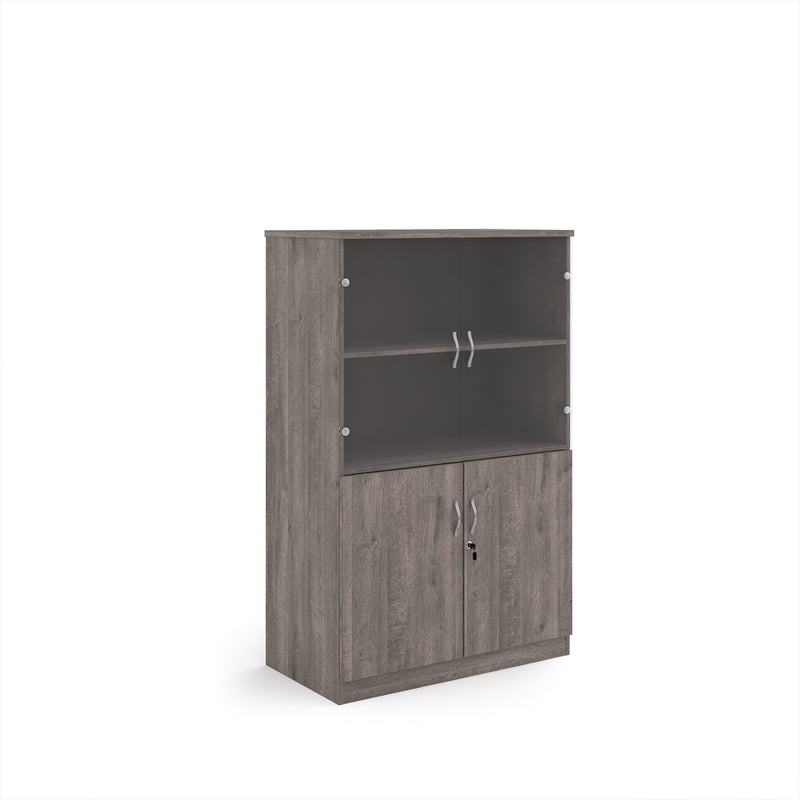 Deluxe Combination Unit With Glass Upper Doors - Grey Oak
