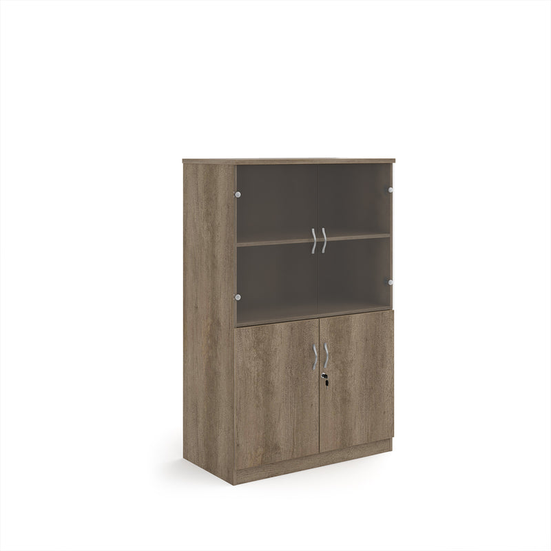 Deluxe Combination Unit With Glass Upper Doors - Nebraska Oak