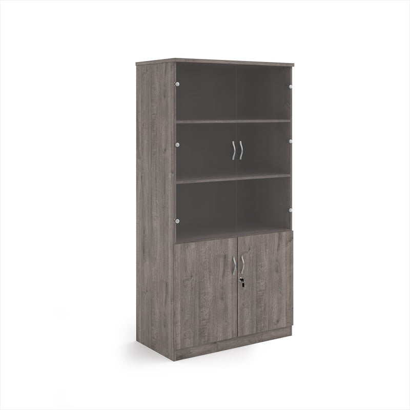 Deluxe Combination Unit With Glass Upper Doors - Grey Oak