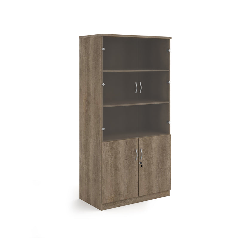 Deluxe Combination Unit With Glass Upper Doors - Nebraska Oak