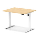 Dynamic Air Lite height adjustable desk with cable ports in maple finish, featuring a sleek modern design and ergonomic features.