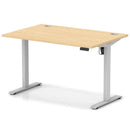 Dynamic Air Lite height adjustable desk with cable ports in maple finish, showcasing a modern ergonomic workspace solution.