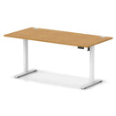 Dynamic Air Lite height adjustable desk with oak finish and cable ports, featuring a sleek modern design.
