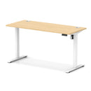 Dynamic Air Lite height adjustable slimline desk in maple wood finish with cable ports and modern design.