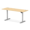 Dynamic Air Lite height adjustable slimline desk in maple finish with cable ports, featuring a modern, space-saving design.
