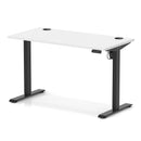 Dynamic Air Lite height adjustable slimline white desk with cable ports, featuring a modern design and sleek profile.