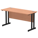 Impulse 600mm deep straight desk with cantilever legs in beech finish by Dynamic, showing a sleek modern office workspace.