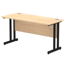 Impulse 600mm deep straight desk with maple finish and cantilever legs by Dynamic, showing the clean, modern workspace design.