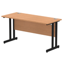 Dynamic Impulse 600mm deep straight desk with oak finish and cantilever legs, ideal for modern office or home workspace.