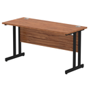 Impulse 600mm deep straight desk with cantilever legs in walnut finish by Dynamic, showcasing the sleek, modern workspace design.
