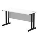 White Impulse 600mm deep straight desk with cantilever legs by Dynamic, showcasing a modern office workspace setup