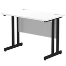 White Impulse 600mm deep straight desk with cantilever legs by Dynamic, featuring a sleek, modern design and sturdy construction.