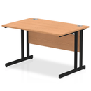 Dynamic Impulse 800mm deep straight oak desk with cantilever legs, showcasing a sleek, modern office workspace design.