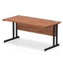 Dynamic Impulse 800mm deep walnut straight desk with cantilever legs, showcasing smooth wood surface and sturdy modern design.