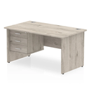 Grey oak Impulse Panel End Straight Desk with fixed pedestal by Dynamic, showing a modern office workspace with clean lines.