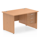 Dynamic Impulse Panel End Straight Desk with Fixed Pedestal in oak wood finish, featuring a spacious workspace and sturdy construction.