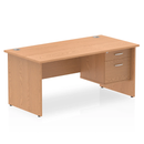 Dynamic Impulse Panel End Straight Desk with Fixed Pedestal in Oak wood finish, featuring a sleek modern office workspace design.