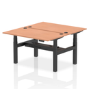 Dynamic Air 2 person back-to-back height adjustable bench desk with beech wood finish, suitable for office or home use