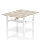 Dynamic Air 2-person back-to-back height adjustable bench in grey oak finish, ideal for office or home workspace.