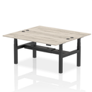 Dynamic Air 2-person back-to-back height adjustable bench in grey oak wood finish, suitable for office or home gym use.