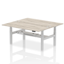 Dynamic Air 2-person back-to-back height adjustable bench in grey oak finish, suitable for office or workout spaces.