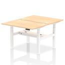 Dynamic Air 2-person back-to-back height adjustable bench with maple wood finish, ideal for office or fitness use.