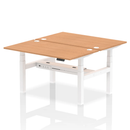 Dynamic Air 2 Person Back-to-Back Height Adjustable Oak Desk Bench with sturdy wooden finish and ergonomic design.