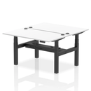 White Dynamic Air 2 Person Back-to-Back Height Adjustable Bench Desk with sleek design and ergonomic features.