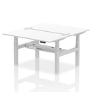 White 2-person back-to-back adjustable height bench from Dynamic, suitable for desk or workout use.