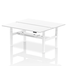 White Air 2 Person Back-to-Back Height Adjustable Bench Desk by Dynamic, showing the sturdy, adjustable seating for two users