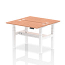 Dynamic Air 2 Person Back-to-Back Slimline Height Adjustable Beech Desk Bench showing the sleek, modern workspace setup.