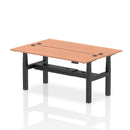 Dynamic Air 2 Person Back-to-Back Slimline Height Adjustable Beech Desk Bench showing the sleek, adjustable ergonomic design.