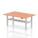 Dynamic Air 2 Person Back-to-Back Slimline Height Adjustable Beech Desk Bench showing the sleek, modern design and adjustable features.