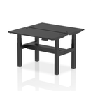 Black Dynamic Air 2-person back-to-back slimline height adjustable office bench desk with modern design.