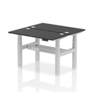 Black Dynamic Air 2 Person Back-to-Back Slimline Height Adjustable Desk Bench with ergonomic design and adjustable height.