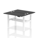 Black Dynamic Air 2-person back-to-back slimline height adjustable bench desk on a plain background