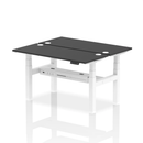Black Dynamic Air 2 Person Back-to-Back Slimline Height Adjustable Desk Bench showing its sleek black and white design