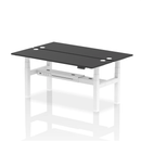 Black Dynamic Air 2 Person Back-to-Back Slimline Height Adjustable Bench Desk showing the sleek, black and white design with adjustable features.