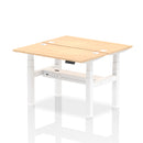 Dynamic Air 2 Person Back-to-Back Slimline Height Adjustable Maple Desk Bench with clean wood finish and modern design.