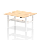 Dynamic Air 2 Person Back-to-Back Slimline Height Adjustable Maple Desk Bench showing the adjustable wooden bench with two seating areas.