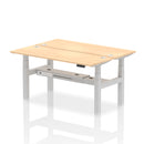 Dynamic Air 2-person back-to-back slimline height adjustable maple desk bench with modern design.