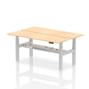 Dynamic Air 2 Person Back-to-Back Slimline Height Adjustable Desk Bench in maple wood, showing the sleek, modern design.